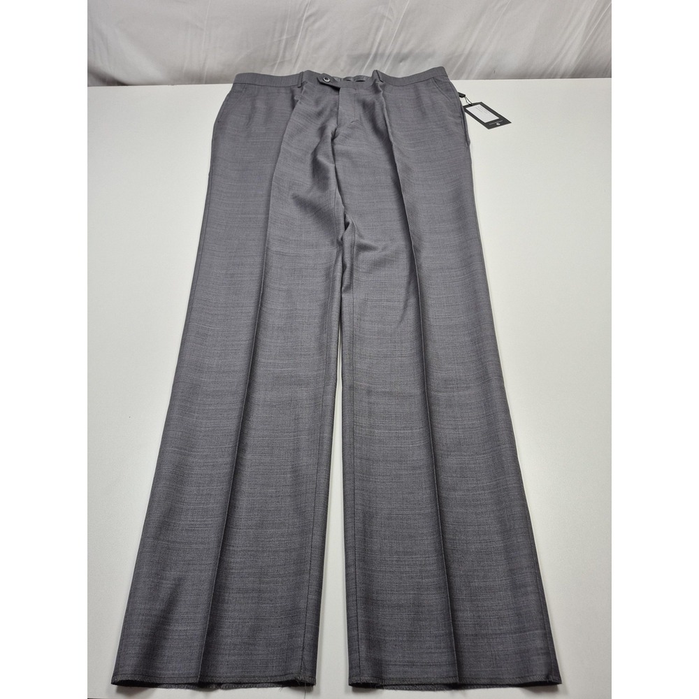 Galante Lanificio Dress Pants Mens 42x36 Gray Wool Flat Front Straight Italy